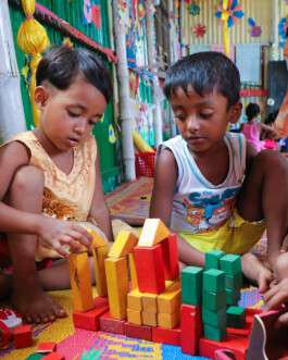 Children build with blocks in a Play Lab in Bangladesh